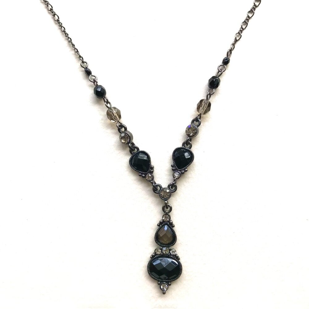 Vintage 2028 Multi-Gem Dark Silver Tone Necklace